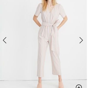 Madewell Striped Puff-Sleeve Tapered Jumpsuit